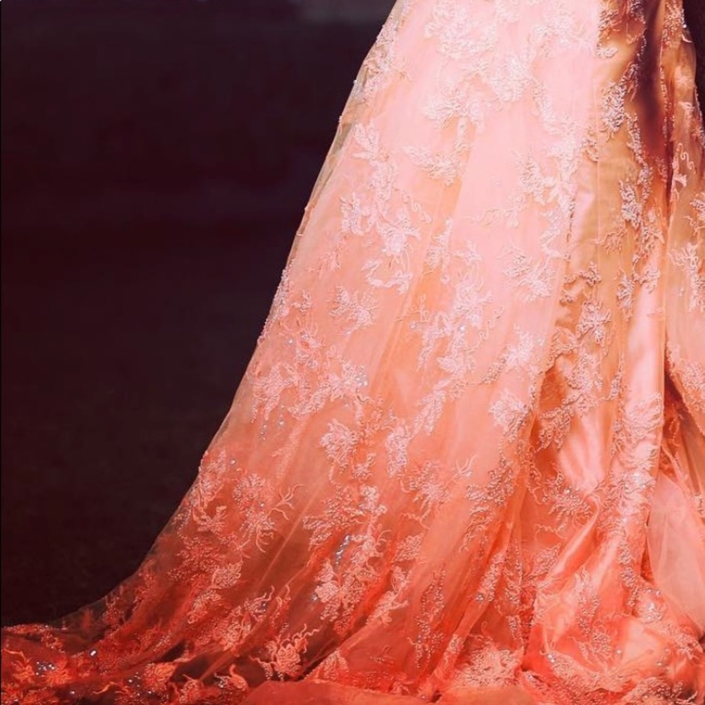 Heavily embroidery gown with detatchable skirt